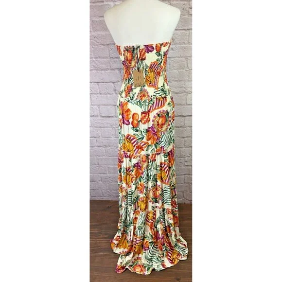 NWT Abel The Label Anthropologie Tiered Maxi Dress M Sleeveless Fruit Print ATL - Picture 4 of 13